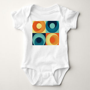 Retro Quadrate & Kreise: 1960er Jahre Muster Baby Strampler