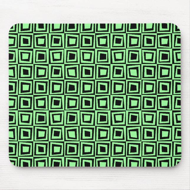 Retro-Quadrate - Minze grün auf schwarz Mousepad (Vorne)