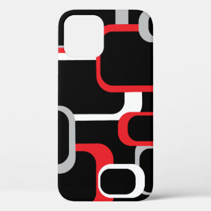 Retro-Quadrate-Muster Rot Weiß Grau Schwarz Case-Mate iPhone Hülle