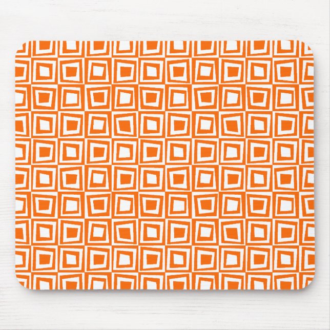 Retro-Quadrate - Orange auf Weiß Mousepad (Vorne)
