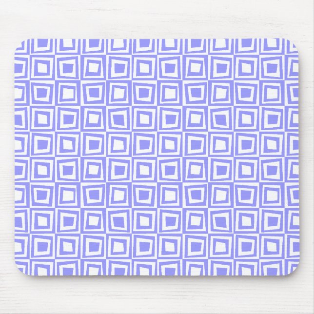 Retro-Quadrate - Pastellblau auf Weiß Mousepad (Vorne)
