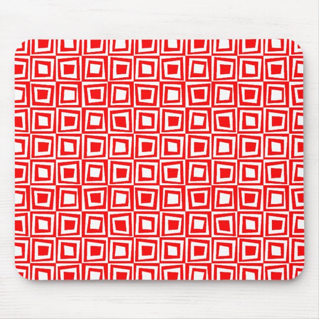 Retro-Quadrate - Rot auf Weiß Mousepad (Vorne)