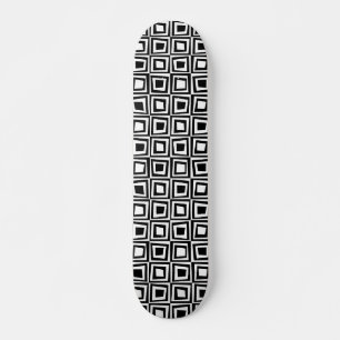 Retro-Quadrate - Schwarz auf Holz Skateboard