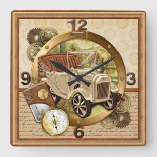 Retro quadratische wanduhr