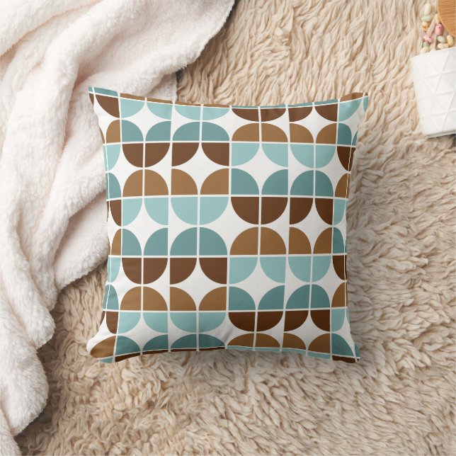 Retro Quarters Blue Brown Kissen (Decke)