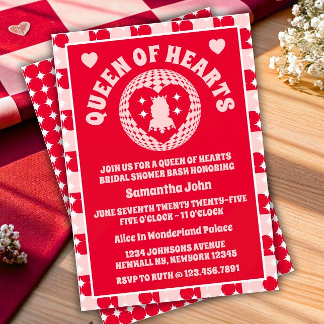 Retro Queen of Hearts Bridal Dusche Einladung (Bridal Shower Invitation)
