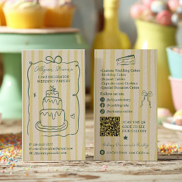 Retro Quirky Citrus Green Cake Decorator Qr code Visitenkarte