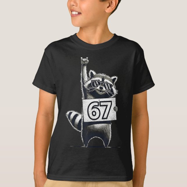 Retro Raccoon 67 Shirts Rock Music Men Kids Women  (Vorderseite)