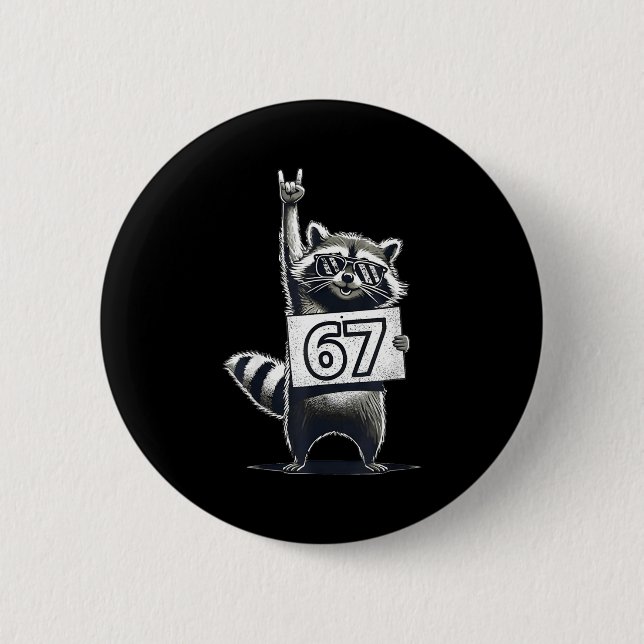 Retro Raccoon 67 Shirts Rock Music Men Kids Women  Button (Vorderseite)