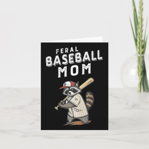 Retro Raccoon Feral Baseball Mama Trash Panda Spor Karte