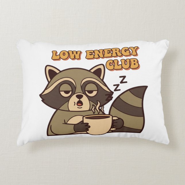 Retro Raccoon Low Energy Club Rectangular Pillow Dekokissen (Vorderseite)