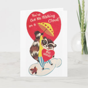 Retro Raccoon Valentine's Day Card Feiertagskarte