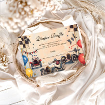 Retro Race Car Baby Shower Diapper Raffle