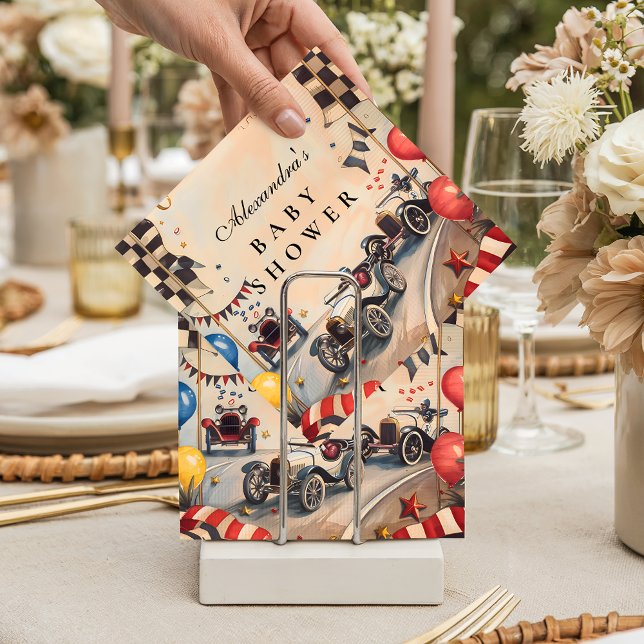 Retro Race Car Baby Shower Serviette (Von Creator hochgeladen)