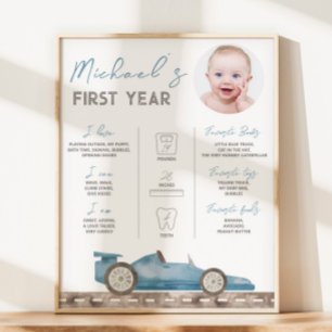 Retro Race Car Foto Milestone Zeichen Poster