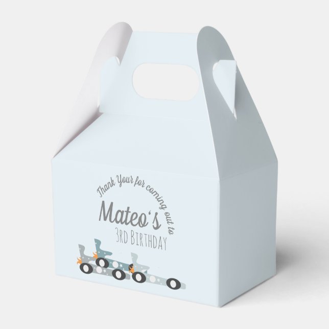 Retro Racing Cars Moon Stars drehen drei Party Geschenkschachtel (Vorderseite)