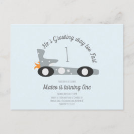 Retro Racing Cars Moon Stars Erster Geburtstag Postkarte