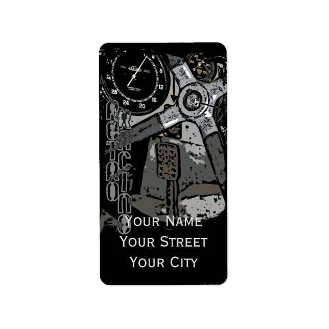 Retro Racing Oldtimer Details Grafikdesign Adressaufkleber (Vorne)