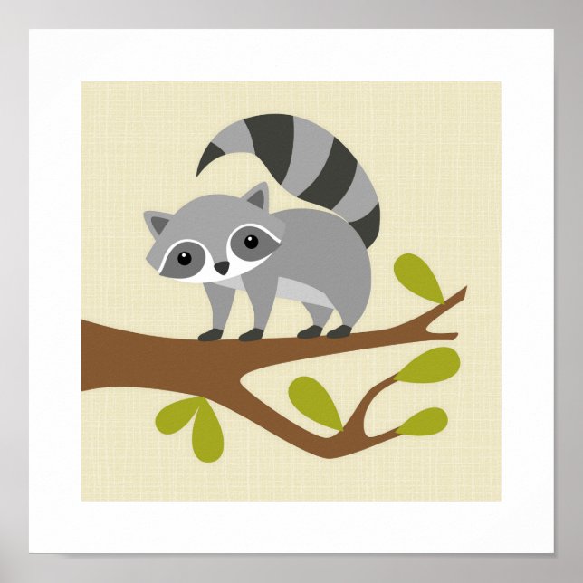 Retro Racoon Poster Print (Vorne)