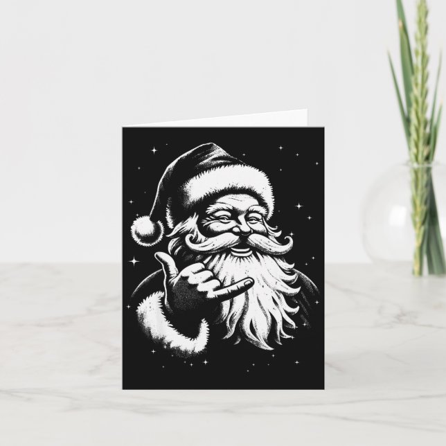 Retro Rad Christmas Mele Kalikimaka Santa Shaka Ha Karte (Vorderseite)