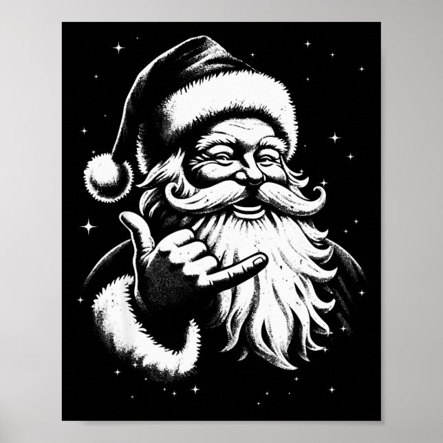 Retro Rad Christmas Mele Kalikimaka Santa Shaka Ha Poster (Vorne)