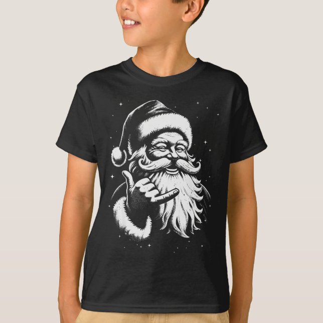 Retro Rad Christmas Mele Kalikimaka Santa Shaka Ha T-Shirt (Vorderseite)