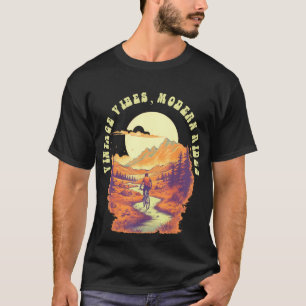 Retro-Radfahren bei Sonnenuntergang Vintage-Rennen T-Shirt