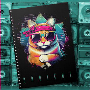 Retro Radical Cat mit Bandana und Sonnenbrille Notizblock