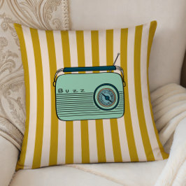 Retro Radio and Gold Stripes, Accent Pillow,  Kissen