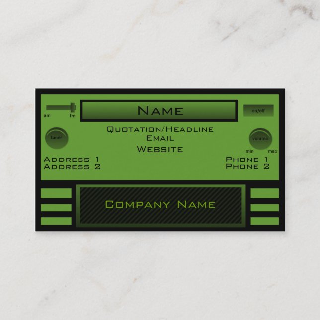 Retro Radio Business Card, grün Visitenkarte (Vorderseite)