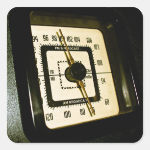 Retro-Radio-Dial 02-Aufkleber Quadratischer Aufkleber