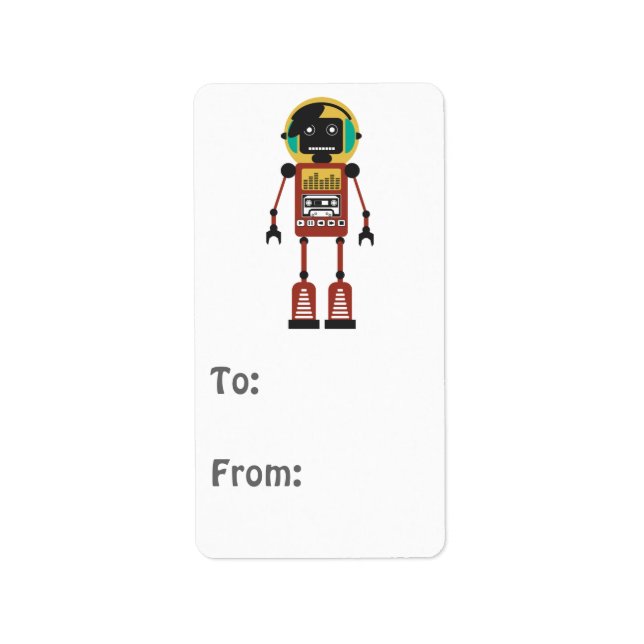 Retro Radio Robot Adressaufkleber (Vorne)