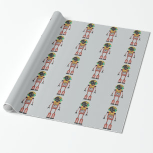 Retro Radio Robot Geschenkpapier
