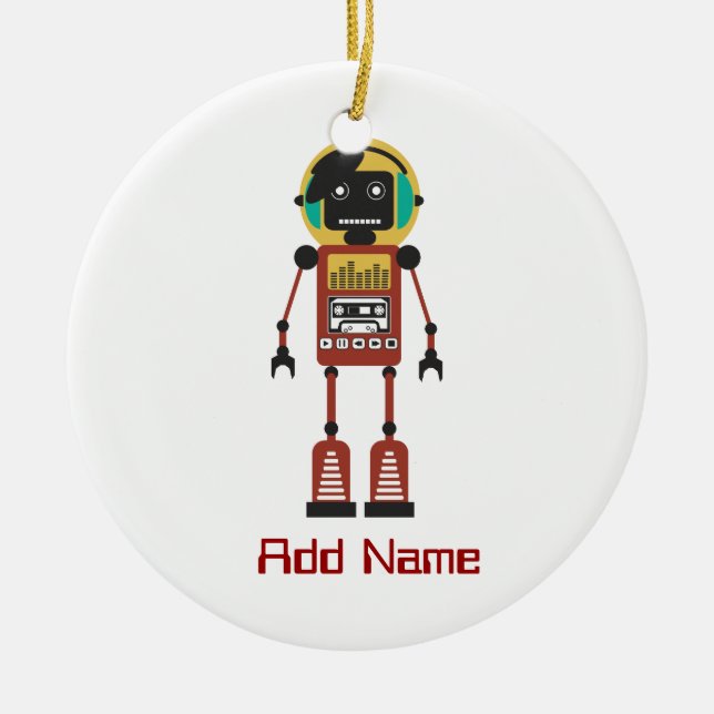 Retro Radio Robot Keramik Ornament (Vorne)