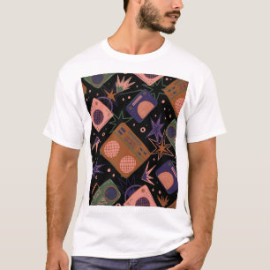 Retro-Radios, Tonbandgeräte-Muster. T-Shirt