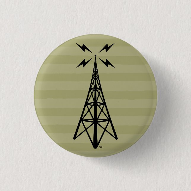 Retro Radioturm Button (Vorderseite)