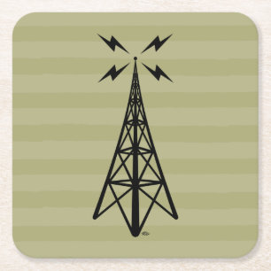 Retro Radioturm Rechteckiger Pappuntersetzer