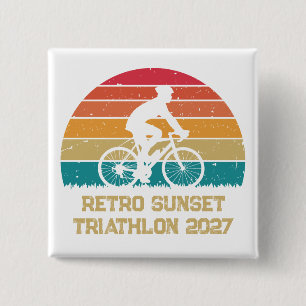 Retro-Radsport-Sonnenuntergang-Custom-Triathlon Button