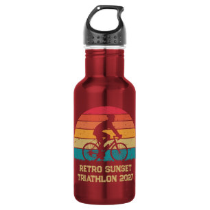 Retro-Radsport-Sonnenuntergang-Custom-Triathlon Edelstahlflasche