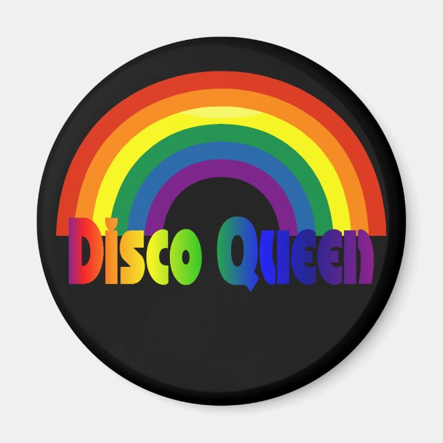 Retro Rainbow 80er Disco Queen Magnet (Vorne)