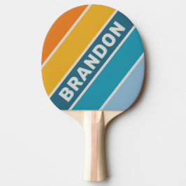 Retro Rainbow Bold mit Name Streifen Tischtennis Schläger
