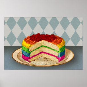 Retro Rainbow Cake Poster