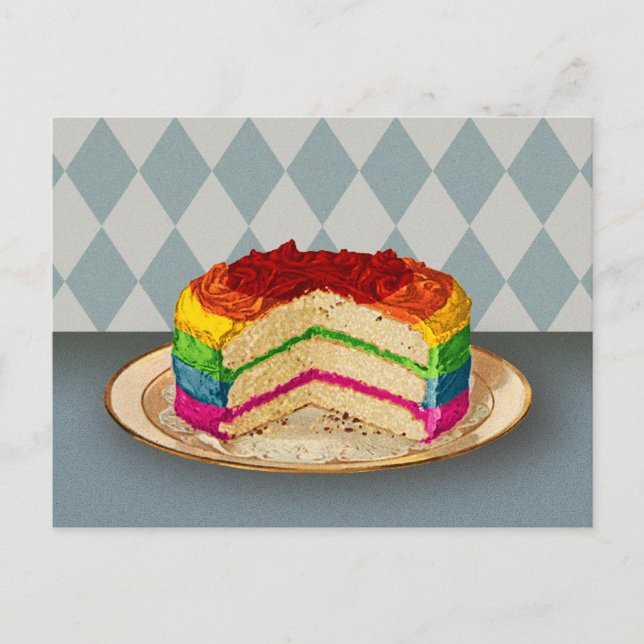 Retro Rainbow Cake Postkarte (Vorderseite)