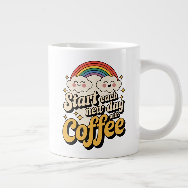 Retro Rainbow Coffee Delight Jumbo-Tasse (Rechts)