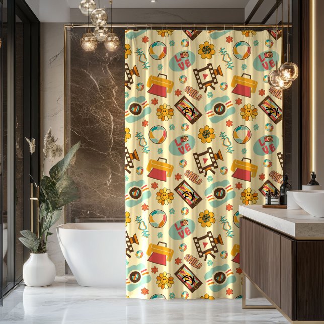 Retro Rainbow Curtain 70s Pastel Bathroom Joy Duschvorhang (Retro Rainbow Curtain 70s Pastel Bathroom Joy)