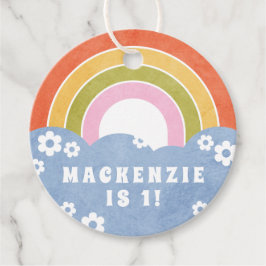 Retro Rainbow & Daisies Kid's Gastgeschenk Geschen Geschenkanhänger