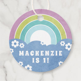 Retro Rainbow & Daisies Kid's Gastgeschenk Geschen Geschenkanhänger