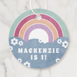 Retro Rainbow & Daisies Kid's Gastgeschenk Geschen Geschenkanhänger