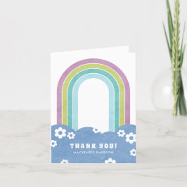 Retro Rainbow & Daisis Dankeschön Karte - Lila