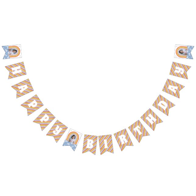 Retro Rainbow & Daisis Geburtstagsbanner Wimpelkette (Alle)